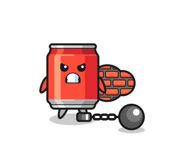 Mahkum olarak içki maskotu tişört, çıkartma ve logo elementleri için şirin bir tasarım.