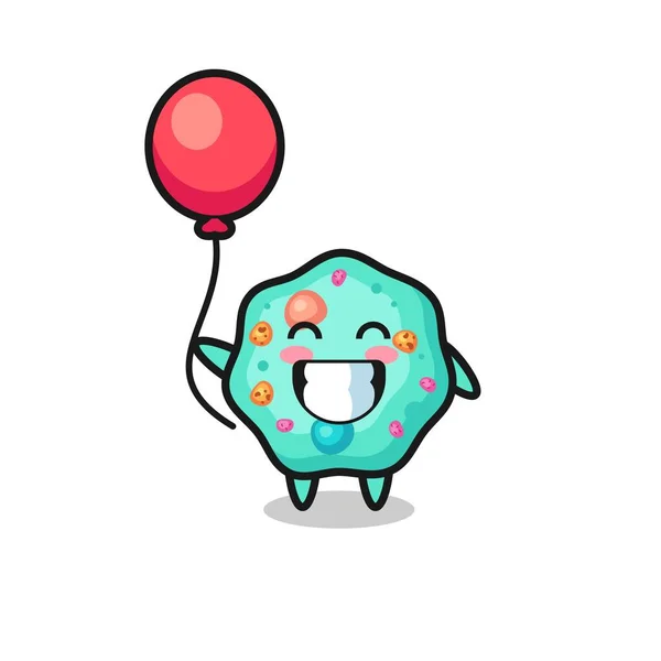 Amoeba Mascot Illustration Playing Balloon Cute Style Design Shirt Sticker — Stock Vector