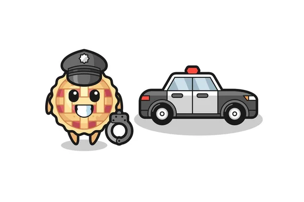 Mascotte Dessin Animé Tarte Aux Pommes Tant Que Police Design — Image vectorielle