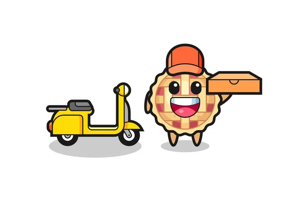 Karakter Illustratie Van Appeltaart Als Pizzabezorger Schattig Design Voor Shirt — Stockvector