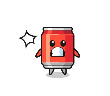 içki konservesi karakter karikatürü şok edici bir jest, tişört, etiket, logo elementi için şirin bir tasarım