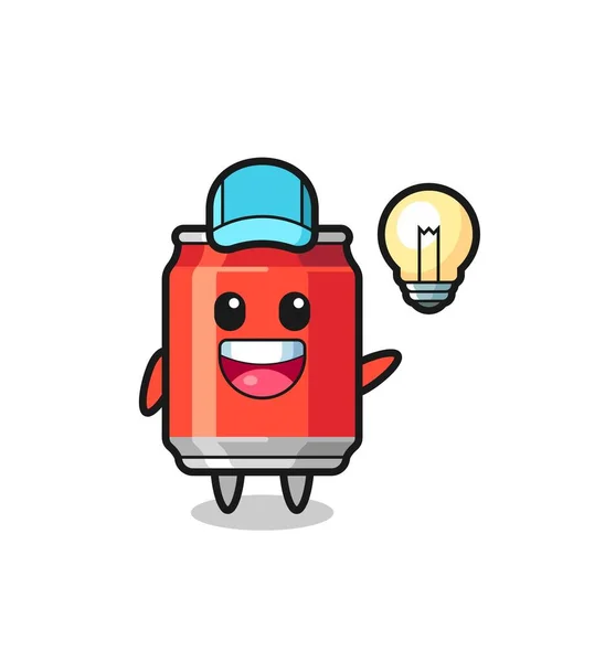 Bebida Puede Personaje Dibujos Animados Conseguir Idea Lindo Diseño Estilo — Vector de stock