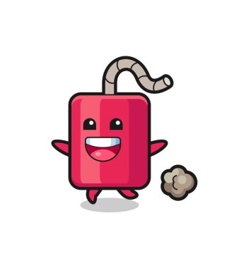 Koşu pozlu mutlu dinamit karikatürü, tişört, çıkartma, logo elementi için şirin bir tasarım.