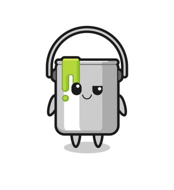 Kibirli bir ifadeye sahip boya kutusu karikatürü, tişört, çıkartma, logo elementi için şirin bir tasarım.