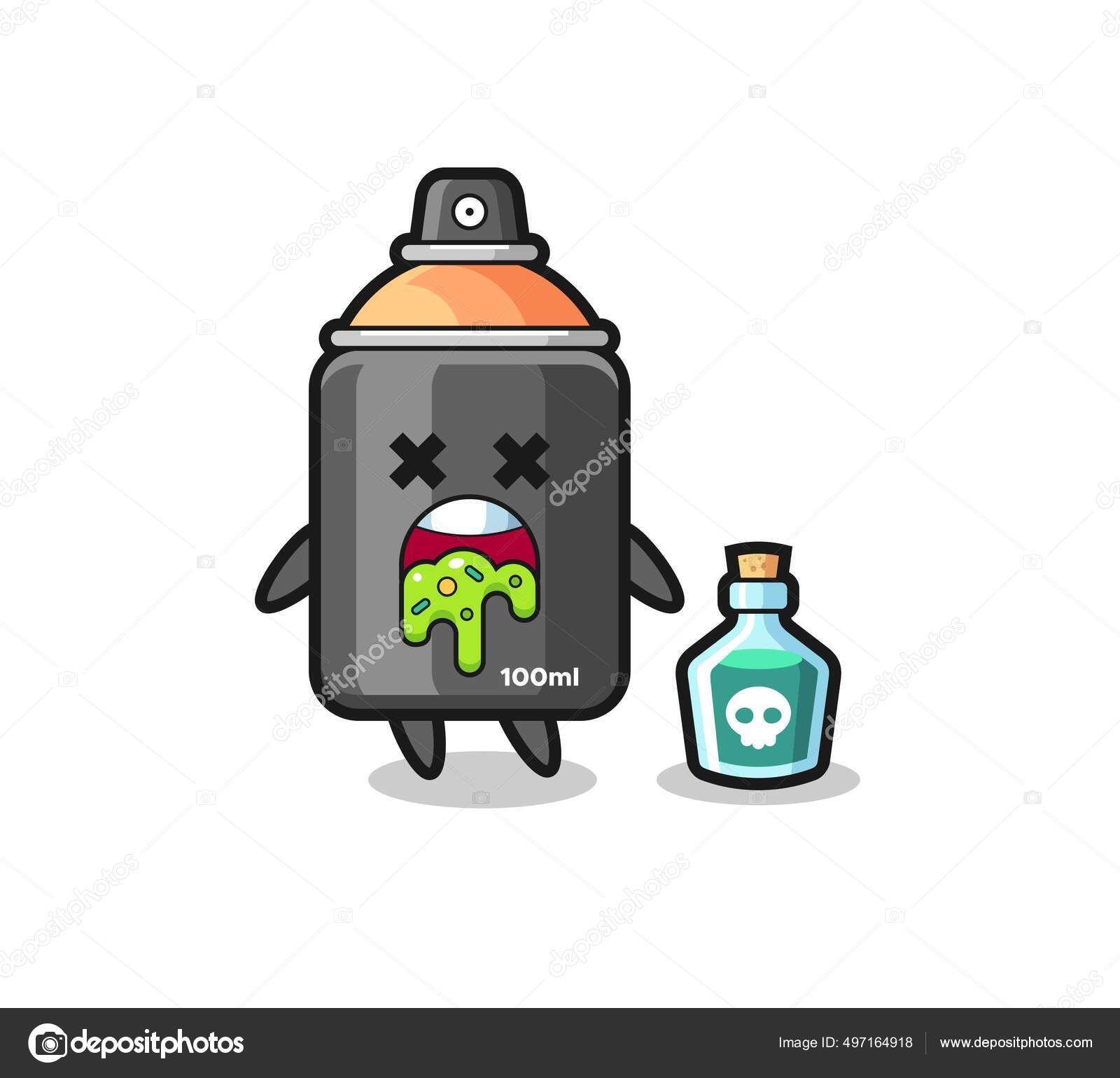 Illustration Spray Paint Character Vomiting Due Poisoning Cute Style Design Stock Vector by