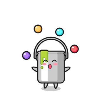 Boya tenekesi sirk çizgi filmi top hokkabazlığı, tişört, çıkartma, logo elementi için şirin bir tasarım.