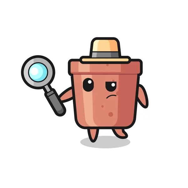 Personaje Detective Maceta Está Analizando Caso Diseño Estilo Lindo Para — Archivo Imágenes Vectoriales