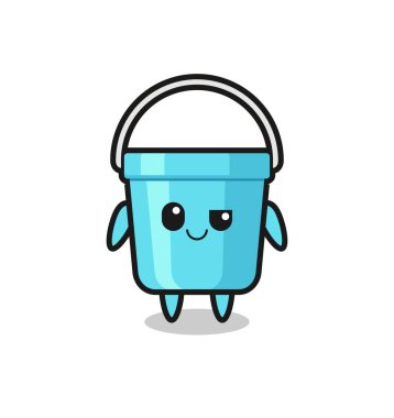 Kibirli bir ifadeyle plastik kova karikatürü, tişört, çıkartma, logo elementi için şirin bir tasarım.