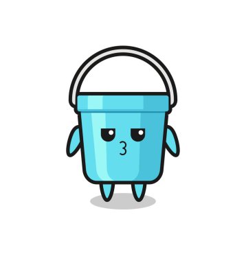 Şirin plastik kova karakterlerinin sıkılmış ifadesi, tişört, etiket, logo elementi için şirin tarz tasarımı