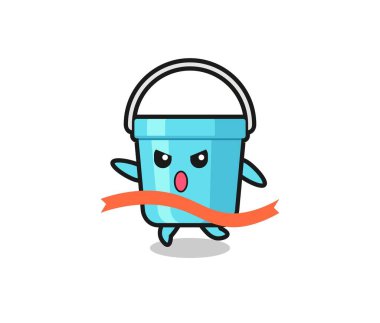 Şirin plastik kova çizimi bitişe ulaşıyor, tişört, çıkartma, logo elementi için şirin bir tasarım.