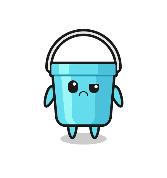 Mascot Plastic Bucket Sceptical Face Cute Style Design Shirt Sticker — Stock Vector
