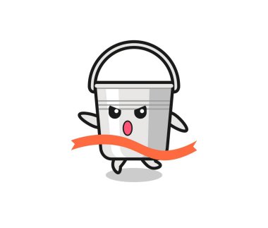 Şirin metal kova çizimi bitişe ulaşıyor, tişört, etiket, logo elementi için şirin bir tasarım.