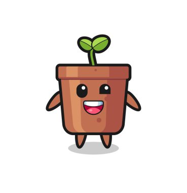 Garip pozları olan bir ot karakterinin çizimi, tişört, çıkartma, logo elementi için şirin bir tasarım.