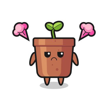 Şirin ot çizgi film karakterinin rahatsız edici ifadesi, tişört, etiket, logo elementi için şirin tasarım