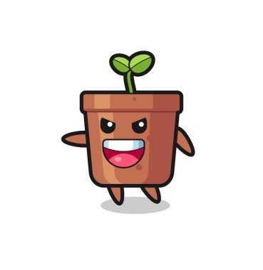 çok heyecanlı pozlu ot karikatürü, tişört, çıkartma, logo elementi için şirin tasarım