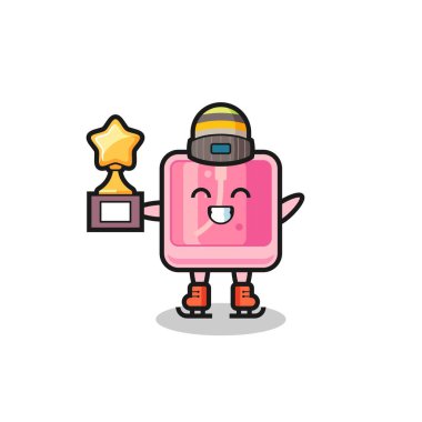 Parfüm karikatürü, buz patencisi. Kazanan kupa, tişört, çıkartma, logo elementi için şirin bir tasarım.