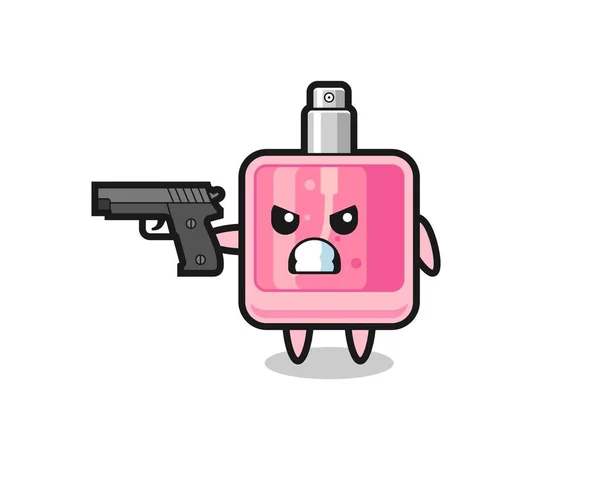 Personagem Perfume Bonito Atirar Com Uma Arma Design Estilo Bonito —  Vetores de Stock