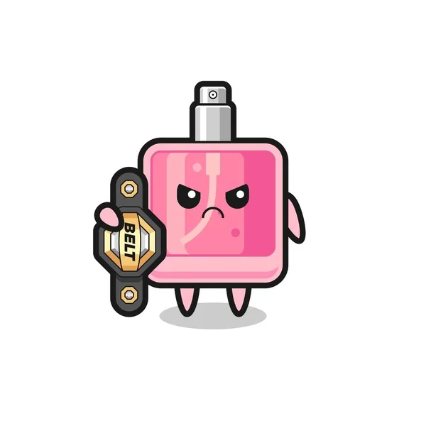 Parfum Mascotte Personage Als Mma Vechter Met Kampioensriem Leuk Design — Stockvector