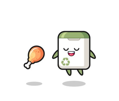 Şirin çöp tenekesi kızarmış tavuk, tişört, çıkartma ve logo elementi için şirin bir tasarım yüzünden cezbedildi.