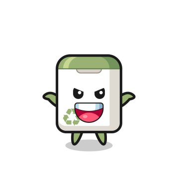 Şirin çöp tenekesinin korku hareketi yapması, tişört, çıkartma, logo elementi için şirin bir tasarım.