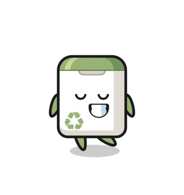 Utangaç bir ifadeyle çöp kutusu çizimi, tişört, etiket, logo ögesi için şirin bir tasarım