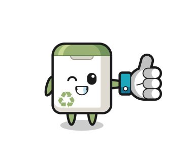 Sosyal medya sembolü olan şirin çöp kutusu, tişört, etiket, logo ögesi için şirin tasarım