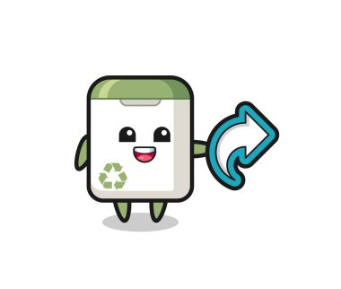 Şirin çöp kutusu sosyal medya paylaşım sembolü, t-shirt, etiket, logo ögesi için şirin tasarım