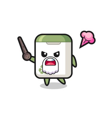 Şirin çöp tenekesi dedem sinirlenmeye başladı. Tişört, çıkartma ve logo için şirin bir tasarım.