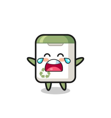 Ağlayan çöp tenekesi, şirin bebek, tişört, çıkartma, logo elementi için şirin tasarım.