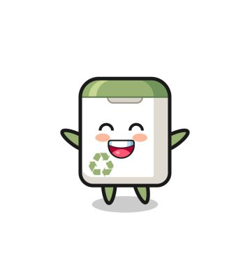 Mutlu bebek çöp kutusu çizgi film karakteri, tişört, etiket, logo elementi için şirin tasarım