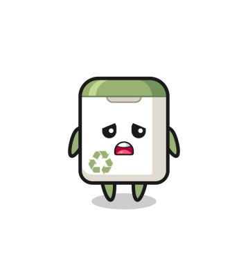 Çöp kutusu çizgi filminin hayal kırıklığına uğramış ifadesi, tişört, etiket, logo ögesi için şirin bir tasarım