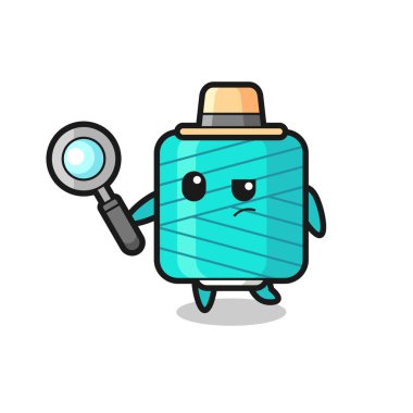 İplik makarası dedektifi bir davayı inceliyor. Tişört, çıkartma, logo elementi için şirin bir tasarım.