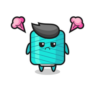 Şirin makara çizgi film karakterinin rahatsız edici ifadesi, tişört, etiket, logo elementi için şirin tasarım