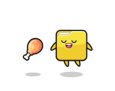 Şirin bir klasör, kızarmış tavuk, tişört, etiket, logo elementi için şirin bir tasarım.