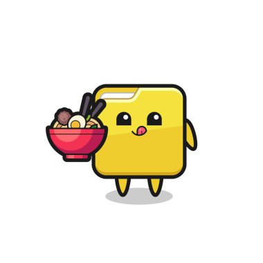 Erişte yiyen sevimli dizin karakteri, tişört, çıkartma, logo elementi için şirin tasarım.