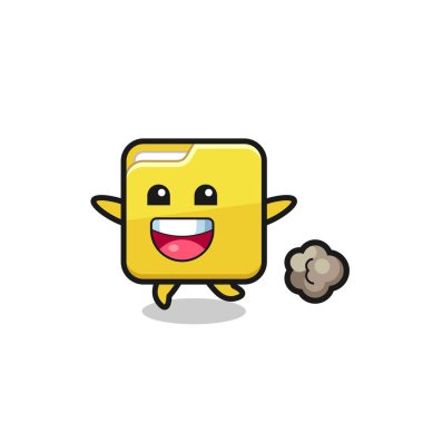 Koşu pozlu mutlu klasör karikatürü, tişört, etiket, logo ögesi için şirin bir tasarım