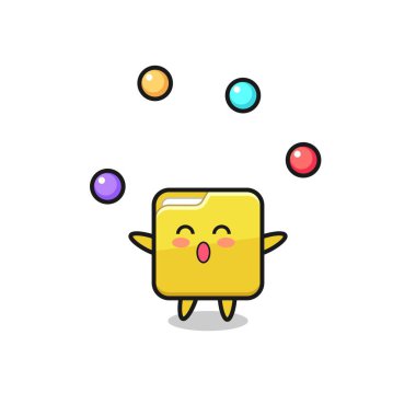 Klasör sirk çizgi filmi, top hokkabazlığı, tişört, çıkartma, logo elementi için şirin bir tasarım.