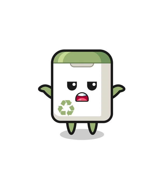 Çöp Kutusu Maskotu Karakteri Bileyim Tişört Çıkartma Logo Elementi Için — Stok Vektör