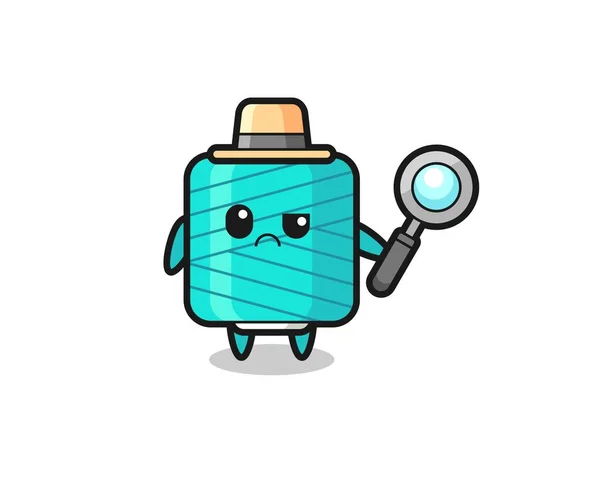 Mascotte Van Leuke Garen Spoel Als Detective Leuke Stijl Ontwerp — Stockvector