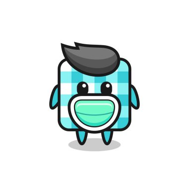 Maske takan şirin karikatürlü masa örtüsü tişört, etiket, logo elementi için şirin bir tasarım.