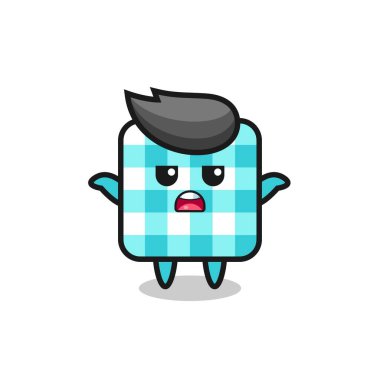 Tişört, çıkartma, logo ögesi için şirin bir tasarım olduğunu söyleyen kareli masa örtüsü karakteri