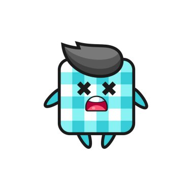 Ölü kareli masa örtüsü maskotu karakteri, tişört, çıkartma, logo elementi için şirin bir tasarım.