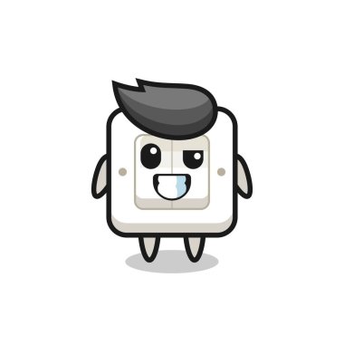 İyimser yüzlü sevimli ışık anahtarı maskotu, tişört, çıkartma, logo elementi için şirin bir tasarım.