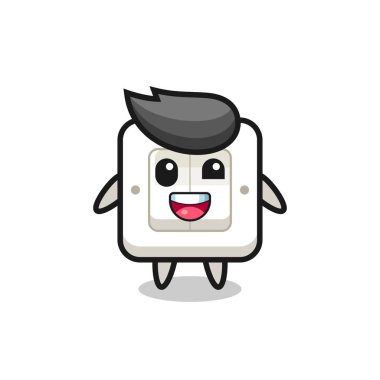 Garip pozları olan bir ışık anahtarı karakteri tasviri, tişört, etiket, logo elementi için şirin tasarım