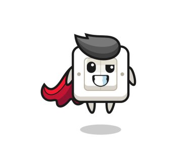 Uçan bir süper kahraman olarak sevimli ışık anahtarı karakteri, tişört, çıkartma, logo elementi için şirin tasarım.