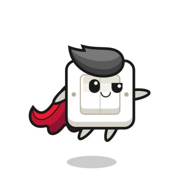 Şirin ışık anahtarı süper kahraman uçuyor. Tişört, çıkartma, logo elementi için şirin bir tasarım.