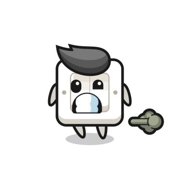 Işık düğmesi karikatürünün osurması, tişört, çıkartma, logo elementi için şirin bir tasarım.