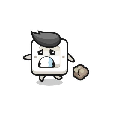 Korku içinde çalışan ışık düğmesinin gösterimi, tişört, etiket, logo ögesi için şirin bir tasarım