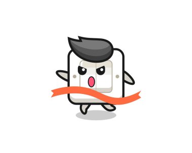 Şirin ışık düğmesi illüstrasyonu bitiş noktasına ulaşıyor, tişört, etiket, logo ögesi için şirin bir tasarım