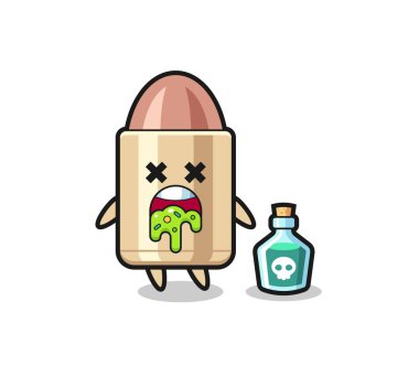 Zehirlenme sonucu kusan bir kurşun karakterinin çizimi, tişört, etiket, logo elementi için şirin bir tasarım.